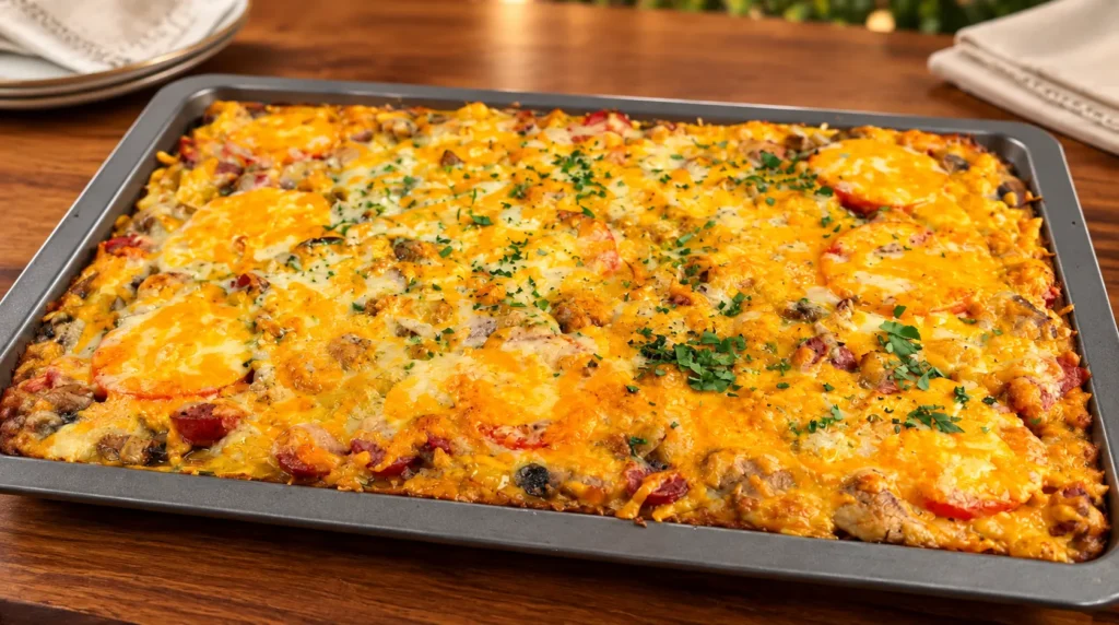 Easy Potato Pizza Recipe With 2 Eggs, Cheese & Vegetables Easy Cheesy Potato Pizza