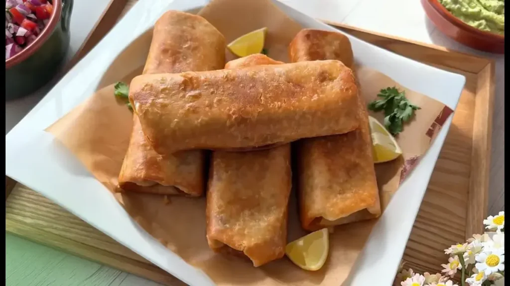 Crispy chicken chimichangas